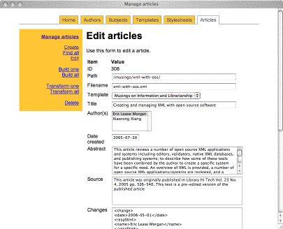 Admin interface (editing a file)